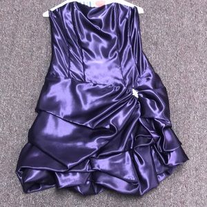 Strapless Purple Short Dress w/ Silver Broche